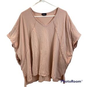Blank Paige Ladies Dusty Rose Oversized Exposed Seam T-Shirt with Pockets M/L